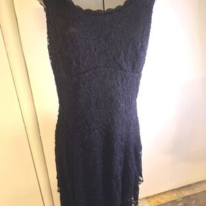 Rods Black Sleeveless Two Tiered Lace Midi Dress. Vintage NWT. Size XL